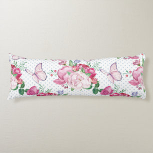 watercolor peony,watercolor butterfly body cushion