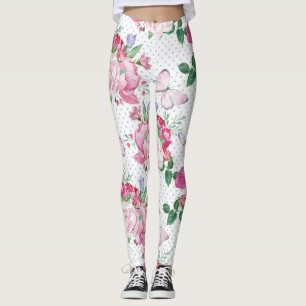 watercolor peony,watercolor butterfly leggings
