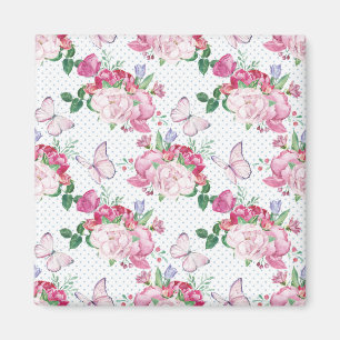 watercolor peony,watercolor butterfly magnet