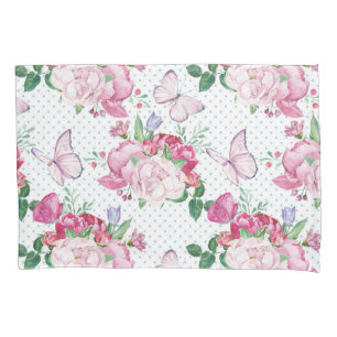 watercolor peony,watercolor butterfly pillowcase
