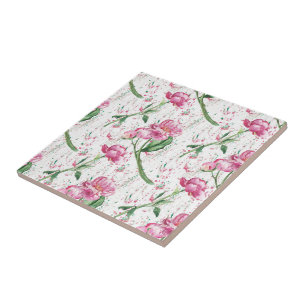 watercolor peony,watercolor sprays ceramic tile