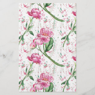 watercolor peony,watercolor sprays stationery
