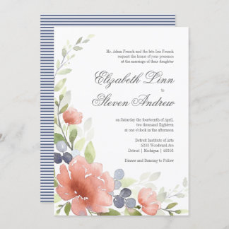 Watercolor Peony Wedding Invitations