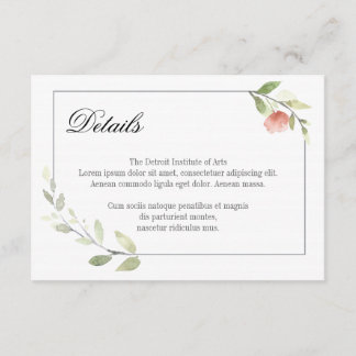 Watercolor Peony Wedding Invitations - Enclosure