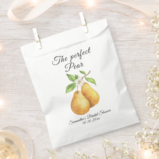 Watercolor Perfect Pear Floral Bridal Shower Favour Bag (Clipped)