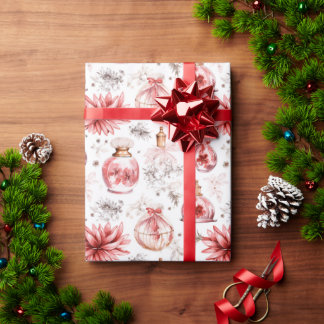 Watercolor perfume bottles pink Christmas  Wrapping Paper