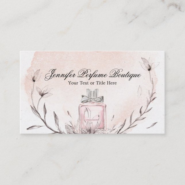 Watercolor Perfume Floral Custom Essential Oils Business Card (Front)