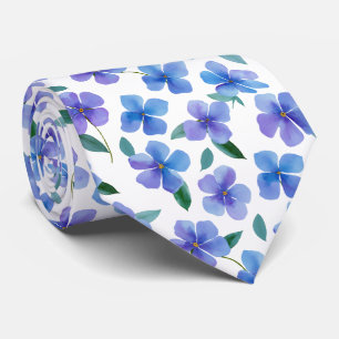 Watercolor Periwinkle Floral Pattern Tie