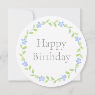 Watercolor Periwinkle (Vinca) Floral Wreath  Card