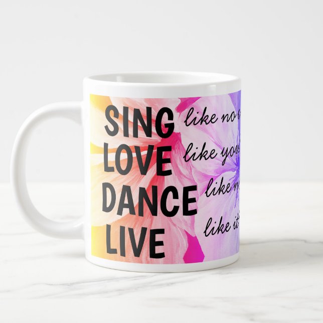 Watercolor Persian Blue Lilies Petals Pattern Large Coffee Mug (Left)