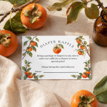 Watercolor Persimmon Baby Shower Diaper Raffle Car