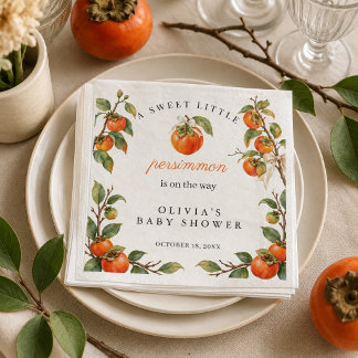Watercolor Persimmon Baby Shower Personalised Napkin