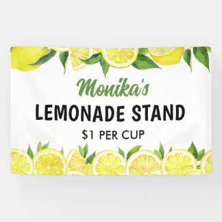 Watercolor Personalised Lemonade Stand Banner