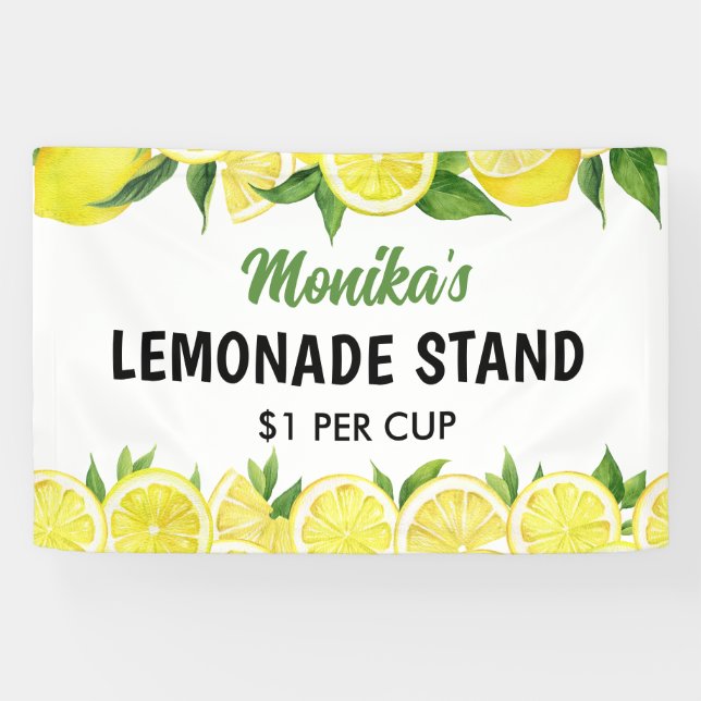 Watercolor Personalised Lemonade Stand Banner (Horizontal)
