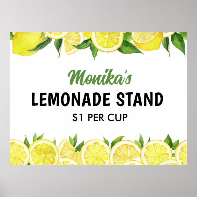 Watercolor Personalised Lemonade Stand Poster (Front)