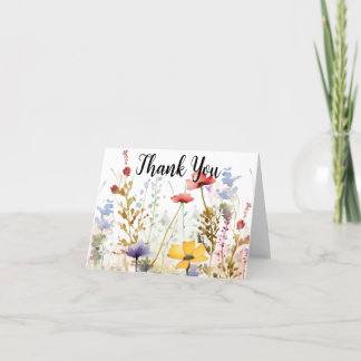 Watercolor Personalised Modern Floral Thank You Card