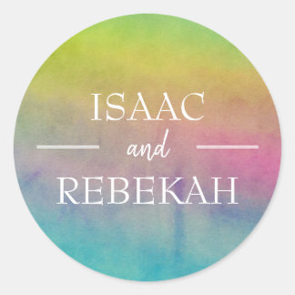 Watercolor Personalised Wedding Classic Round Sticker
