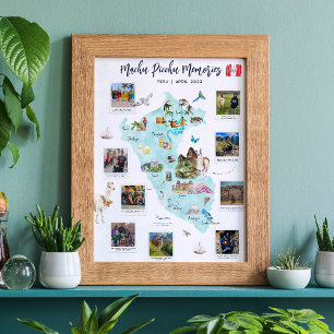 Watercolor Peru Map   Holiday Photos Poster