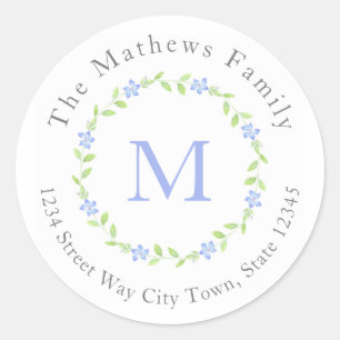 Watercolor Perwinkle (Vinca Flower) Wreath Labels