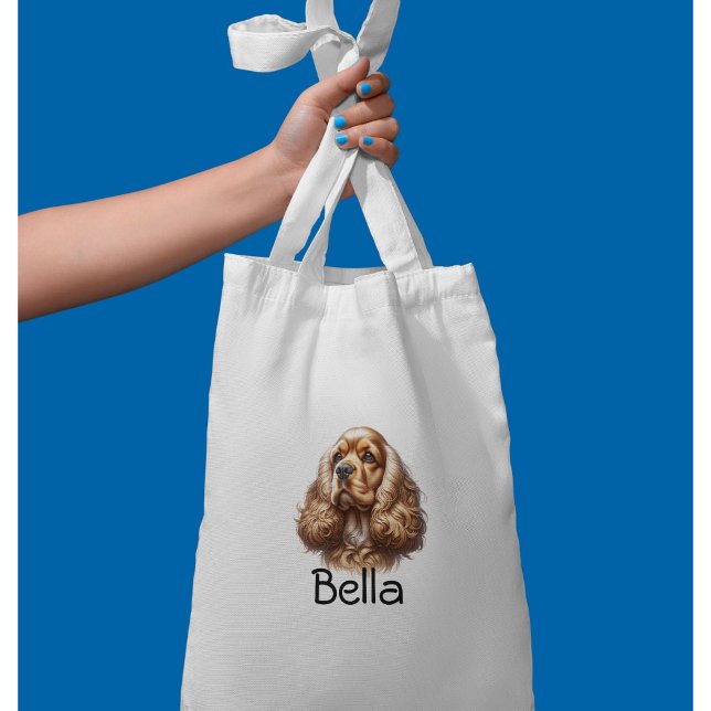 Watercolor Pet Cocker Spaniel Personalise Tote Bag (Creator Uploaded)
