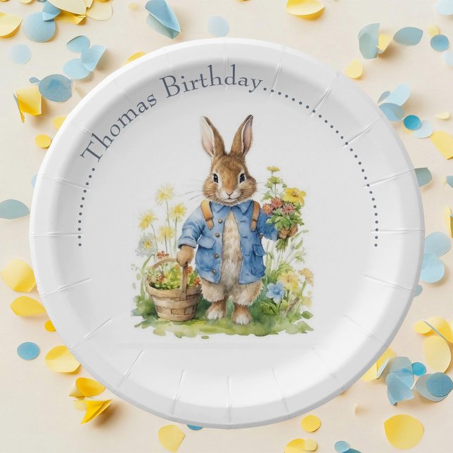 Watercolor Peter Rabbit Birthday Paper Plate (Creator Uploaded)