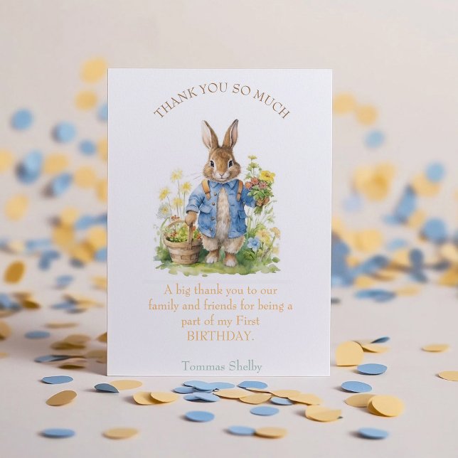 Watercolor Peter Rabbit Birthday Thank You Card (Creator Uploaded)