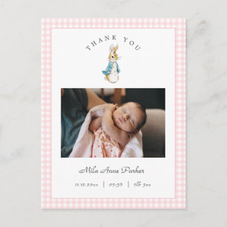 Watercolor Peter Rabbit Girl Birth Announcement Postcard