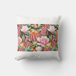 Watercolor pettern tropical Australian plants Bank Cushion