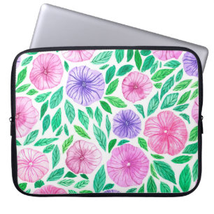 Watercolor petunia garden laptop sleeve