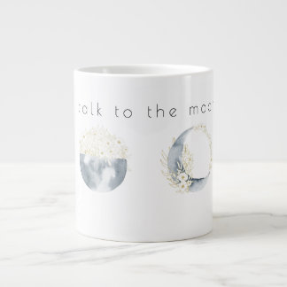 Watercolor Phase of the Moon & Floral Large Coffee Mug