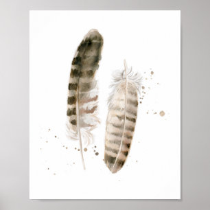 Watercolor Pheasant Feather Art 3- 8x10 Poster