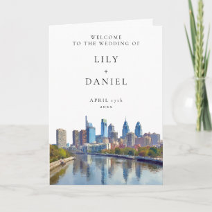 Watercolor Philadelphia Elegant Wedding Program