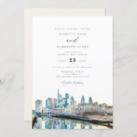 Watercolor Philadelphia Pennsylvania City Wedding
