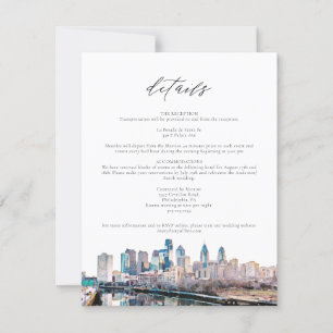 Watercolor Philadelphia Skyline Details Card