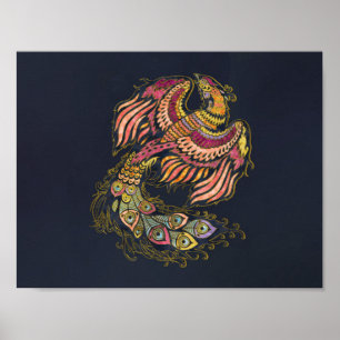 Watercolor Phoenix bird Poster