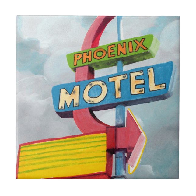 Watercolor Phoenix Motel Tile (Front)