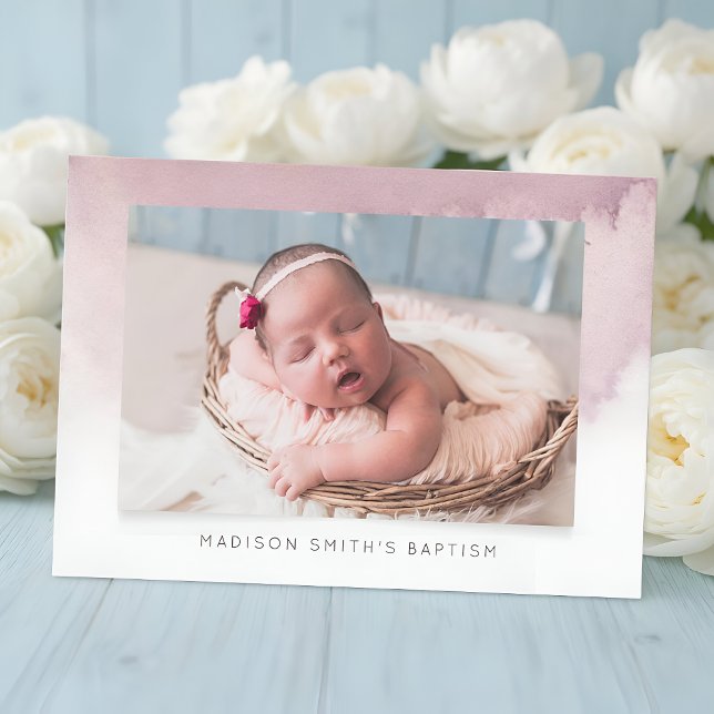 Watercolor Photo Baptism Party Invitation (Creator Uploaded)
