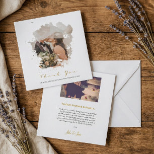 Watercolor photo effect, wedding thank you card