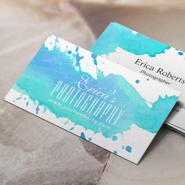 Watercolor Photography Modern Photographer Business Card (Creator Uploaded)