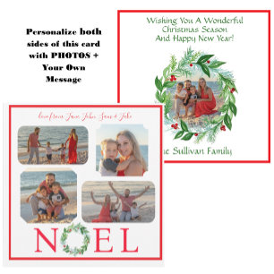 Watercolor PHOTOS Christmas Holiday Wreath NOEL