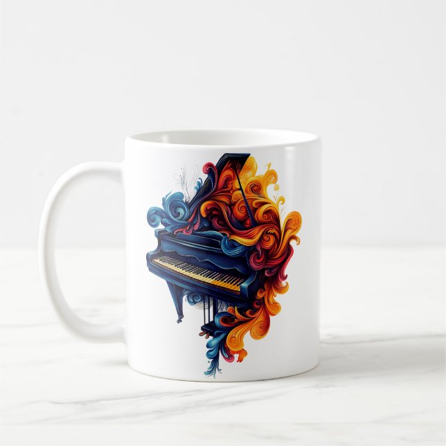 Watercolor Piano Tshirt Pianist Musician Grand Pia Coffee Mug (Left)