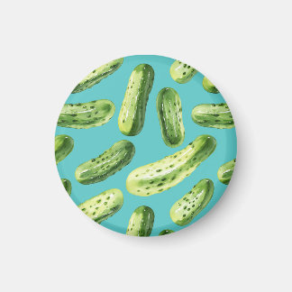 Watercolor Pickles on Turquoise Magnet