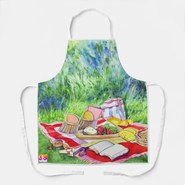 Watercolor Picnic Date Apron (Front)
