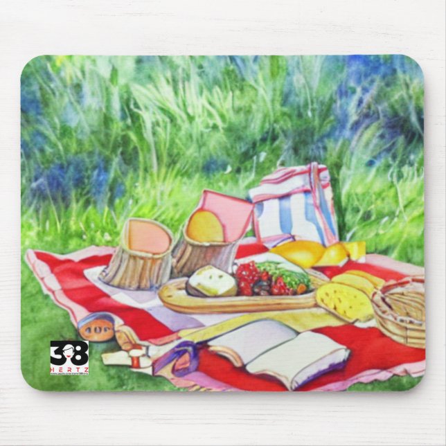 Watercolor Picnic Date Mouse Pad (Front)