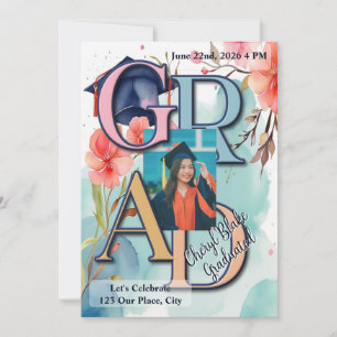 Watercolor Picture Graduation Invitation