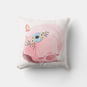 Watercolor Pig, Bunny & Horse Cushion