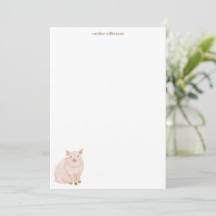 Watercolor Pig Cute Animal Personalised Stationery Card