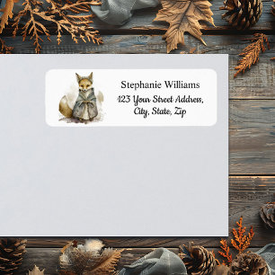 Watercolor Pilgrim Fox Fall Return Address Label