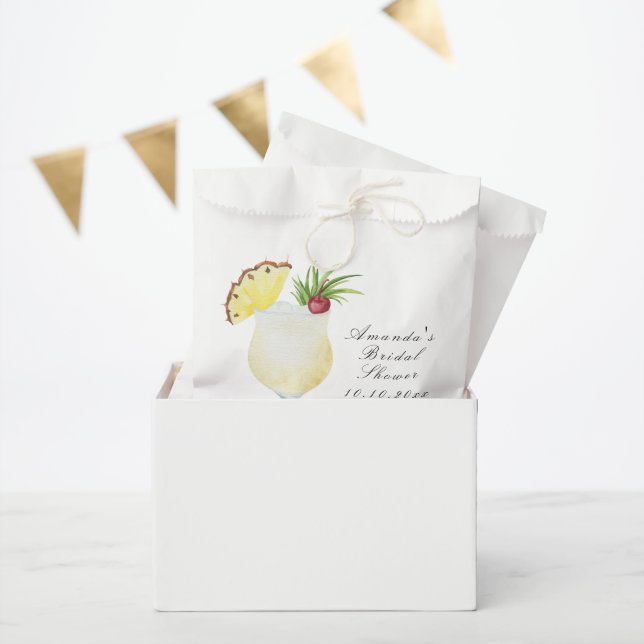 Watercolor Pina Colada Cocktail Bridal Shower Favour Bag (Party)