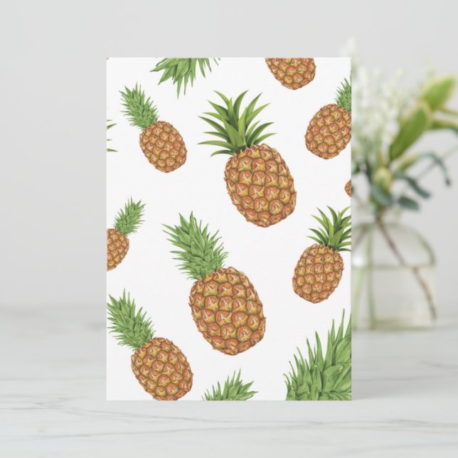 Watercolor pine-apple pattern 1 thank you card (Standing Front)